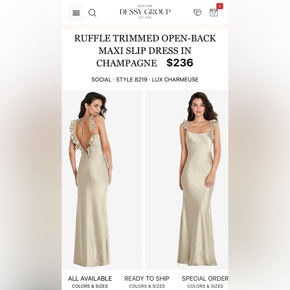 Dessy Collection Champagne Wedding Dress